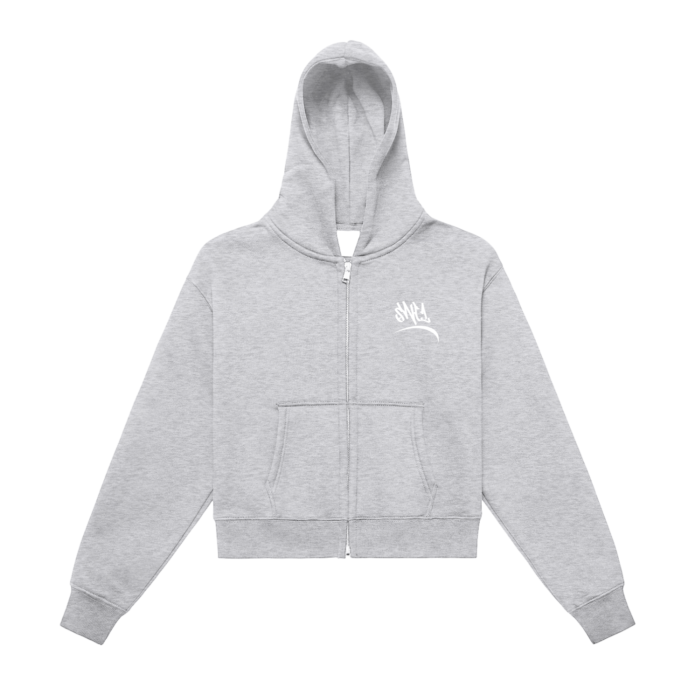 Fleeced Zip-Up Cropped Hoodie