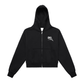 Fleeced Zip-Up Cropped Hoodie