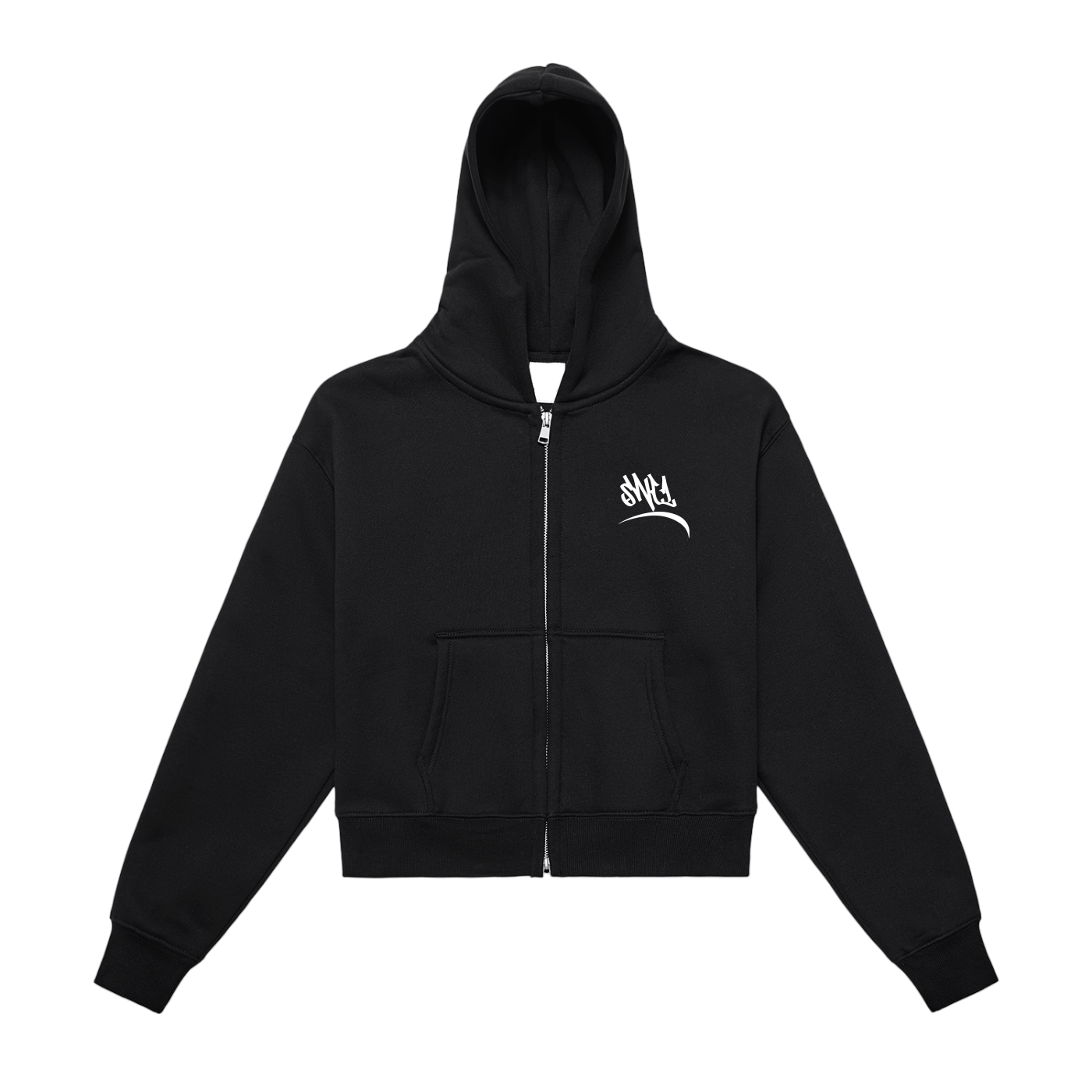 Fleeced Zip-Up Cropped Hoodie