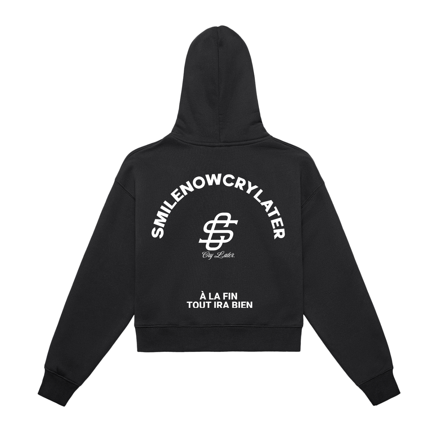 Fleeced Zip-Up Cropped Hoodie